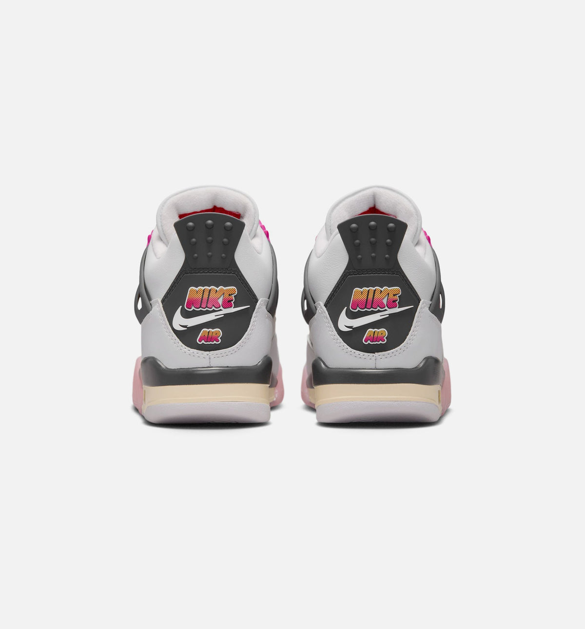 Air Jordan 4 Retro Comic Grade School Sneakers - Off White / Fire Pink / Anthracite