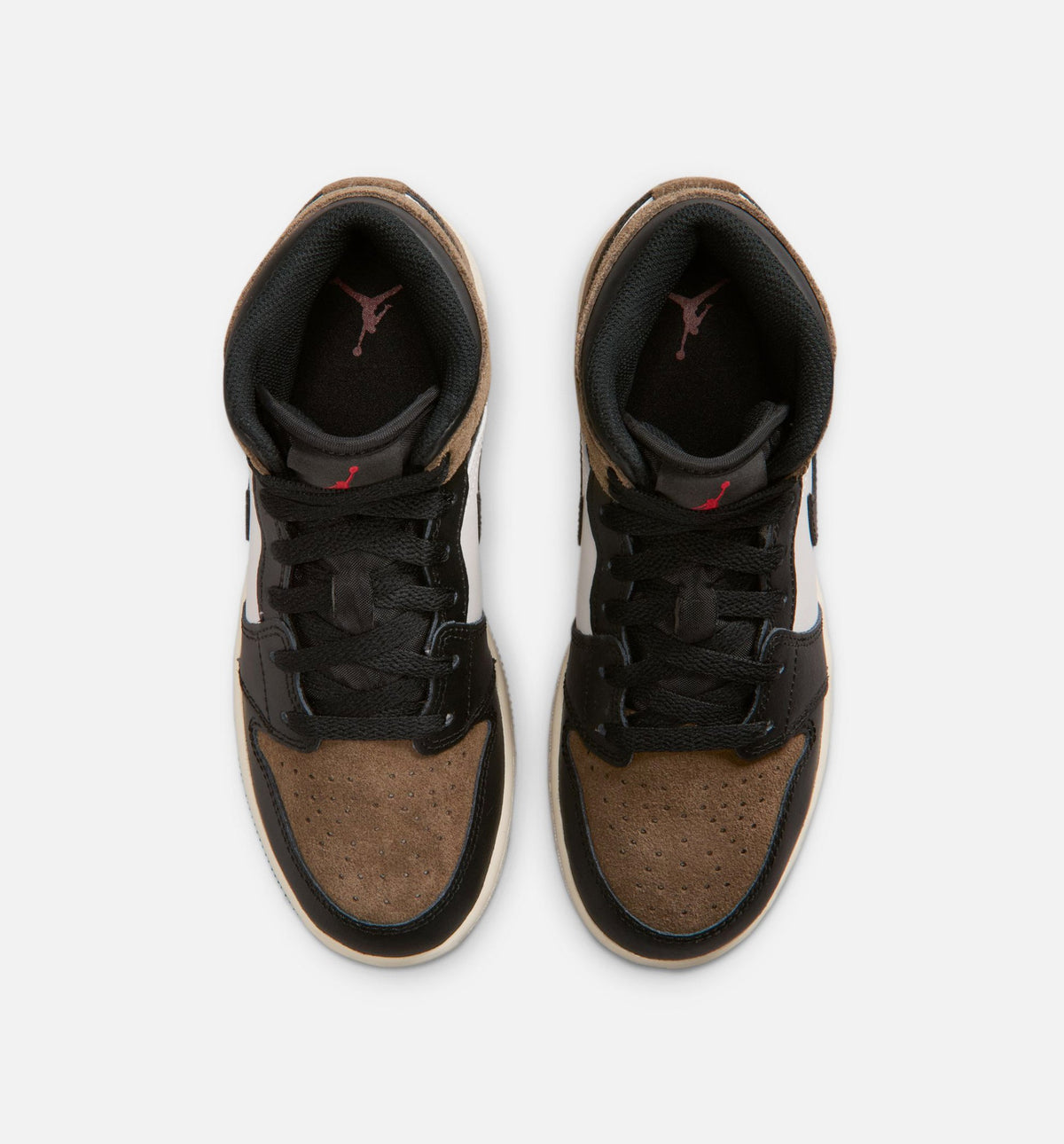 Air Jordan 1 Mid Grade School Sneakers - Black / Palomino / University Red