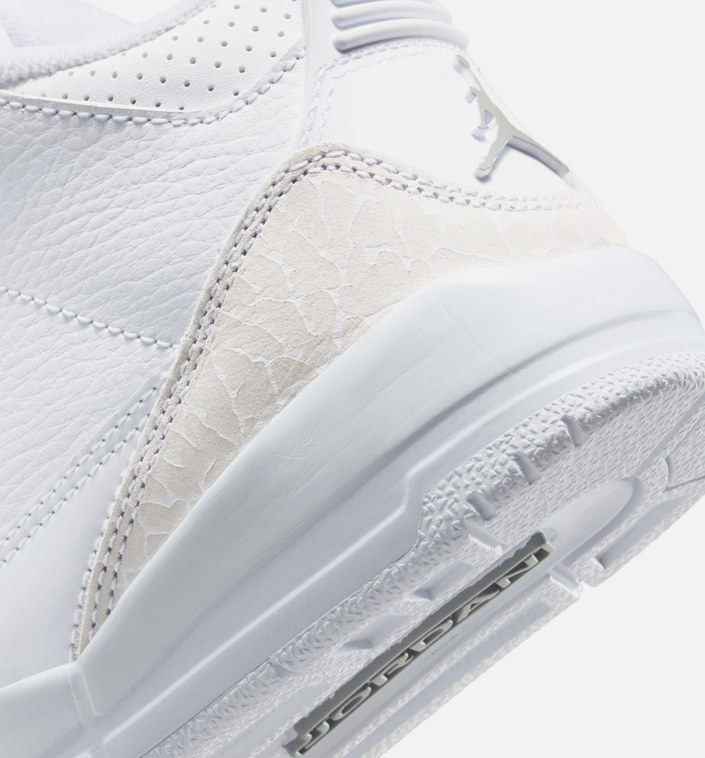 Air Jordan 3 Retro White and Silver Preschool Sneakers - White / Metallic Silver