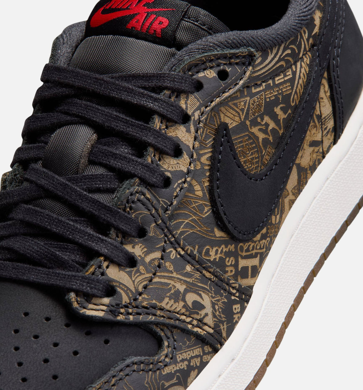 Air Jordan 1 Retro Low OG Laser Grade School Sneakers - Black / Varsity Red / Summit White