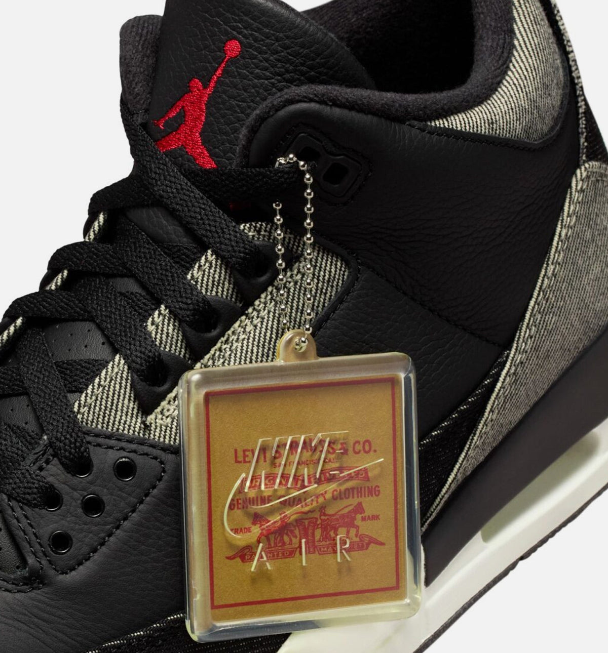 Air Jordan 3 x Levi's Denim Black Gym Red Men's Sneakers - Denim / Black / Gym Red