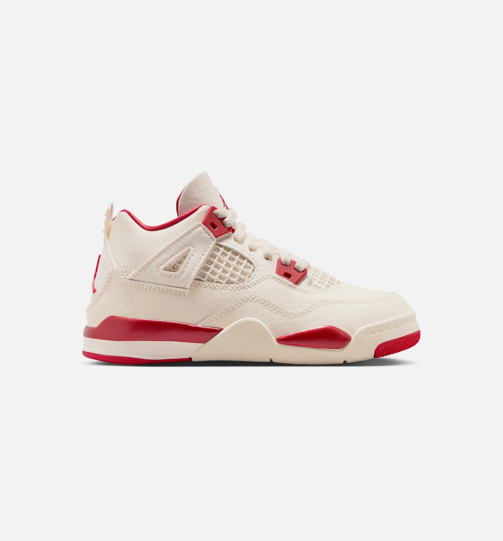 Air Jordan 4 Retro Valentine's Day Preschool Sneakers - Pale Ivory / Sierra Red / Tough Red