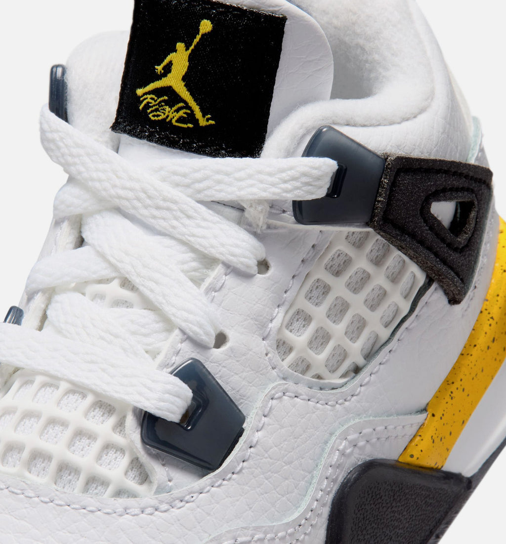 Air Jordan 4 Retro Rare Air Tour Yellow Infant & Toddler Sneakers - White / Dark Blue Grey / Black / Tour Yellow