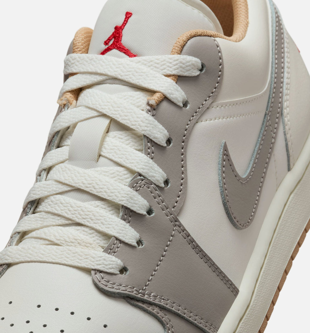 Air Jordan 1 Low Men's Sneakers - Sail / Fire Red / College Grey / Hemp