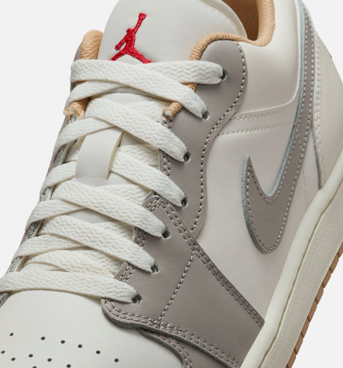 Air Jordan 1 Low Men's Sneakers - Sail / Fire Red / College Grey / Hemp