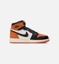 Air Jordan 1 Retro High OG Shattered Backboard Grade School Sneakers - Black / Black / Sail / Starfish