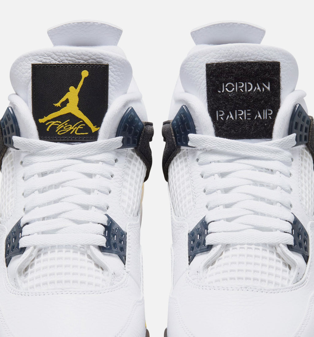Air Jordan 4 Retro Rare Air Tour Yellow Men's Sneakers - White / Dark Blue Grey / Black / Tour Yellow