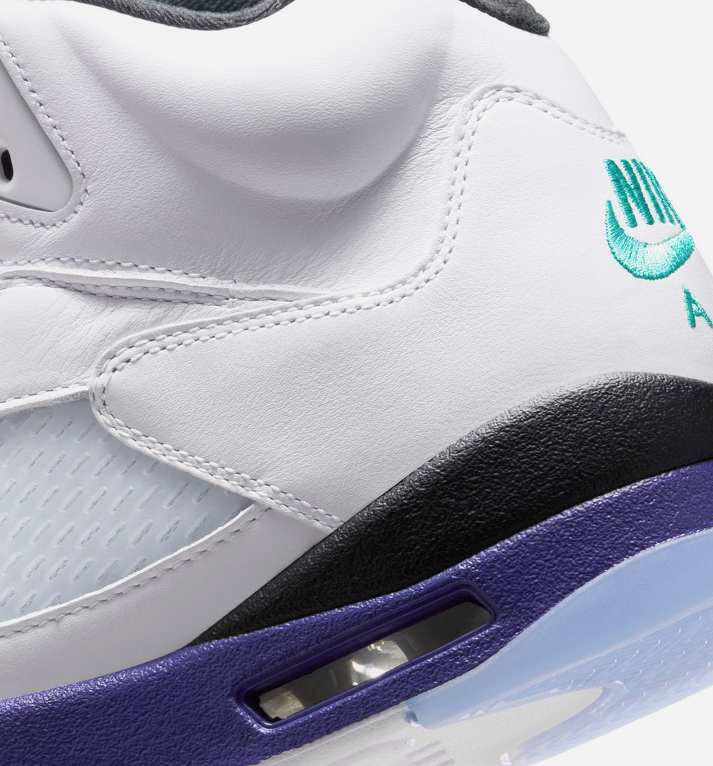 Air Jordan 5 Retro Grape Men's Sneakers - White / New Emerald / Grape Ice / Black