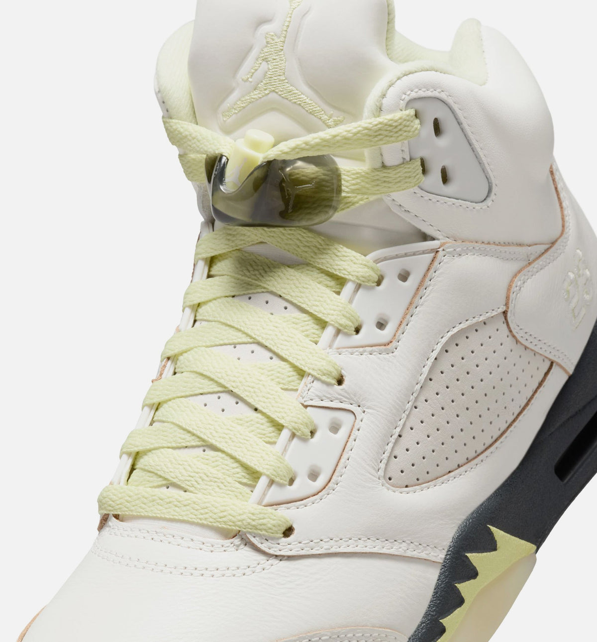 Air Jordan 5 Retro Luminous Green and Sail Women's Sneakers - Sail / Luminous Green / Anthracite