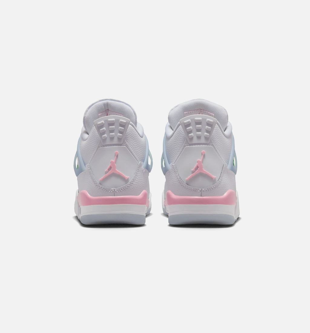 Air Jordan 4 Retro Medium Soft Pink Grade School Sneakers - White / Medium Soft Pink / Half Blue