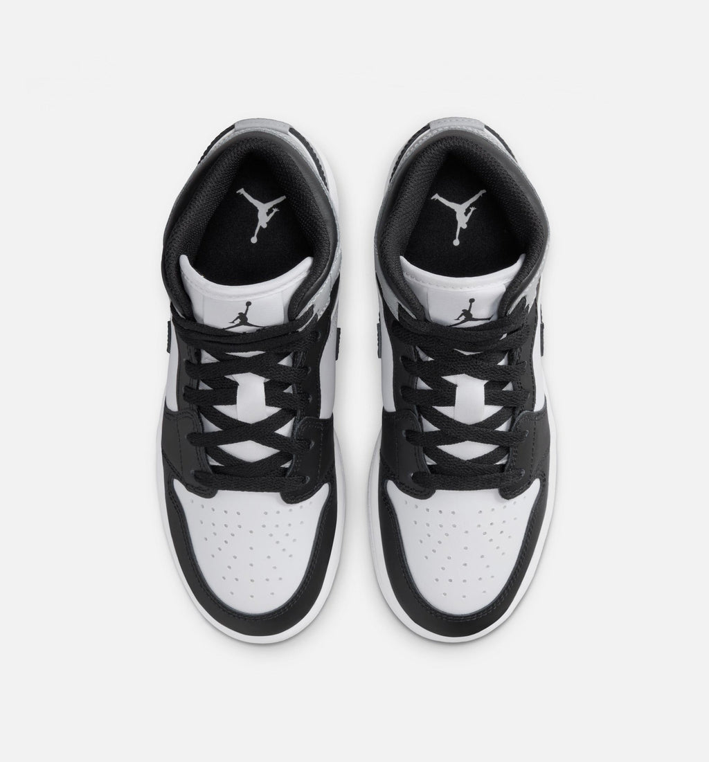 Air Jordan 1 Mid Grade School Sneakers - White / Light Smoke Grey / Black