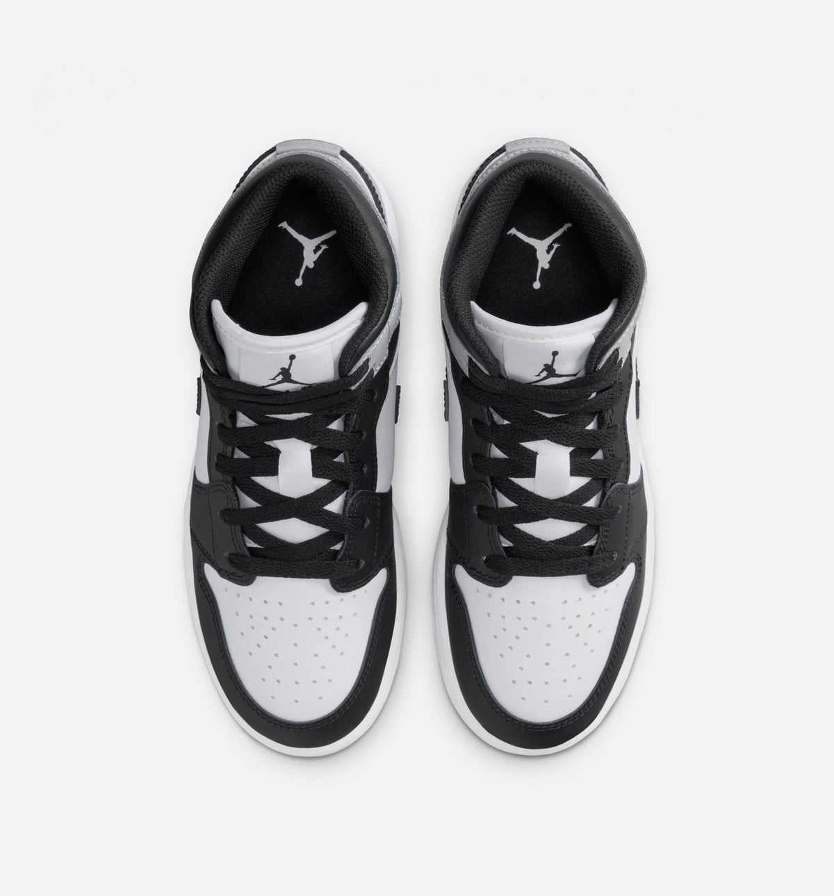 Air Jordan 1 Mid Grade School Sneakers - White / Light Smoke Grey / Black