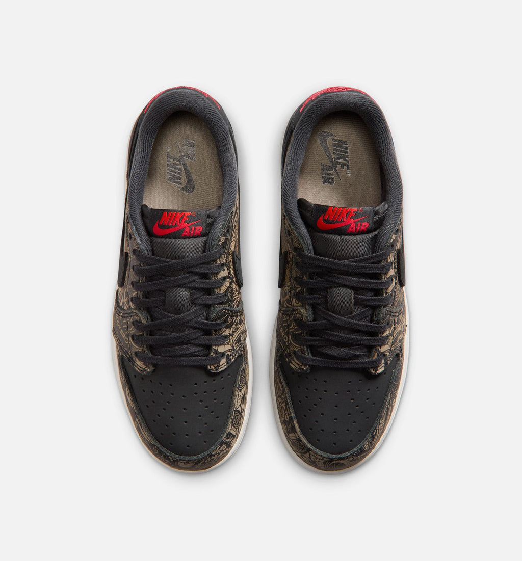 Air Jordan 1 Retro Low OG Laser Grade School Sneakers - Black / Varsity Red / Summit White