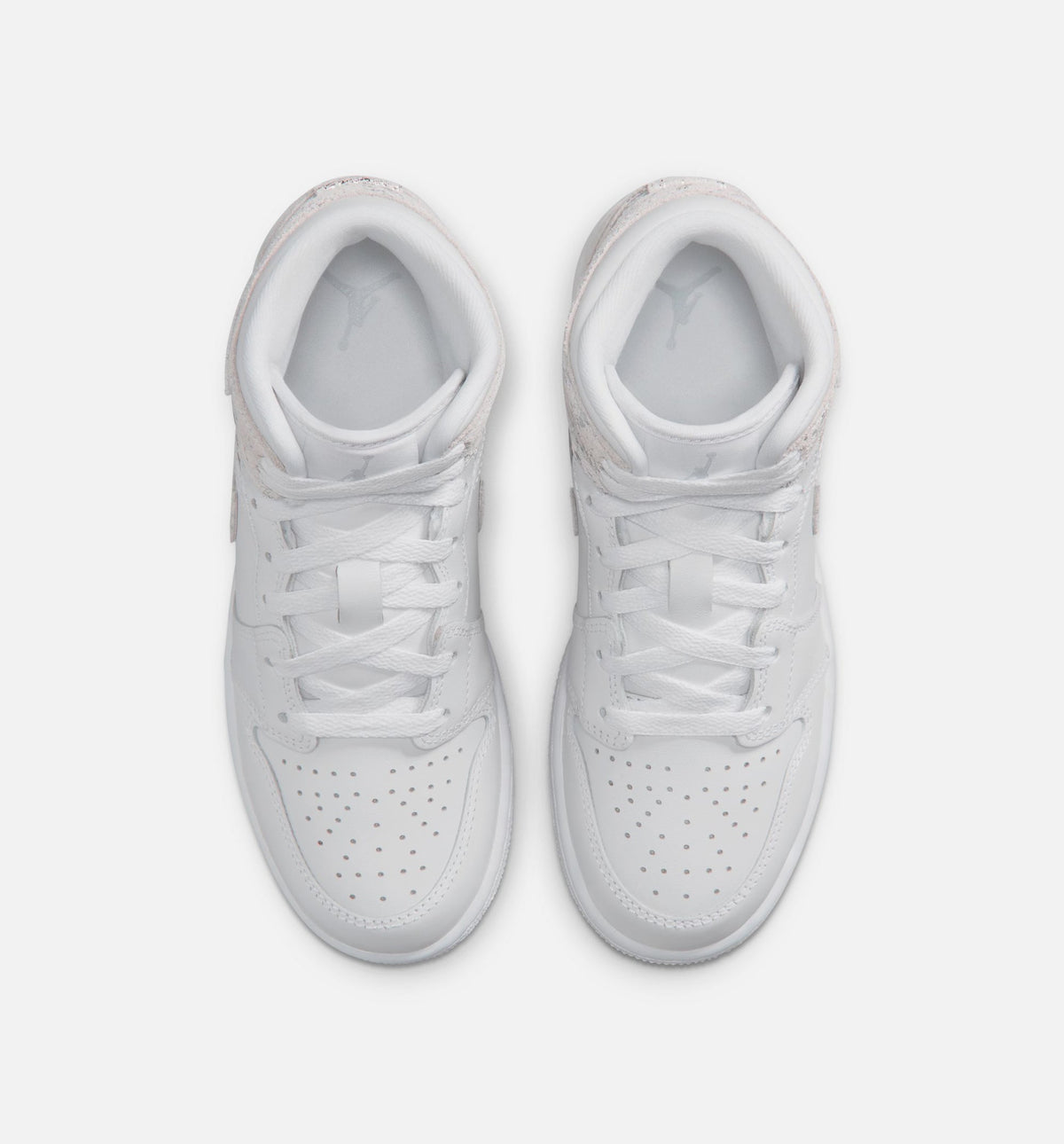 Air Jordan 1 Mid SE Grade School Sneakers - White / Field Silver