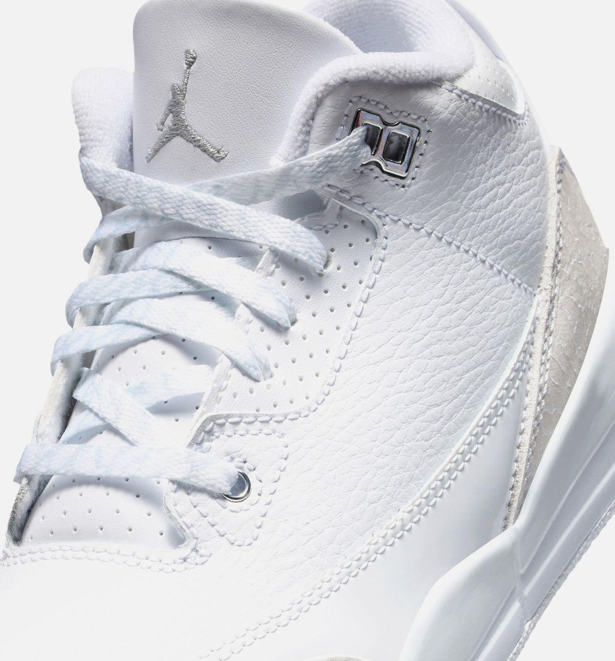 Air Jordan 3 Retro White and Silver Preschool Sneakers - White / Metallic Silver