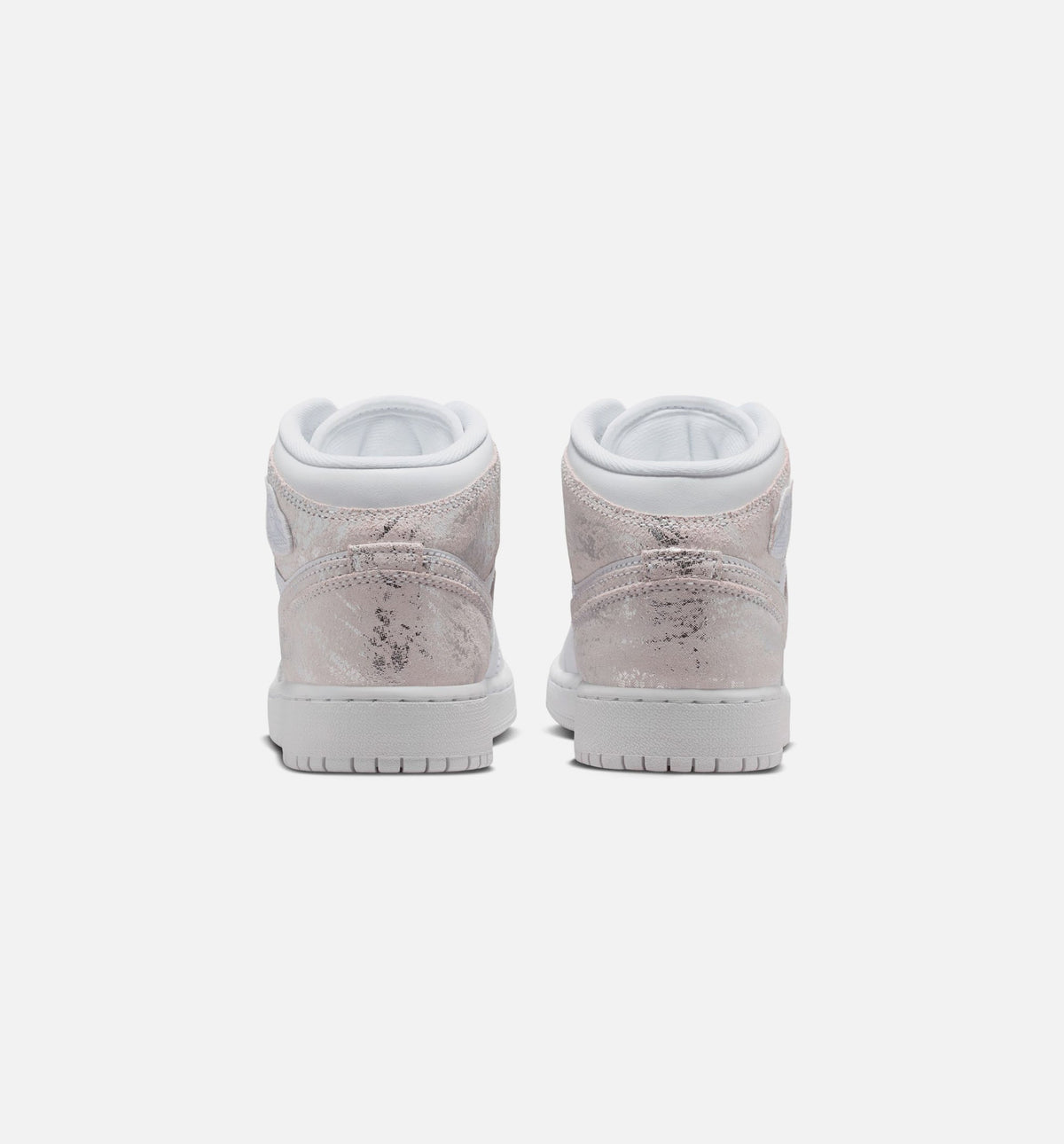 Air Jordan 1 Mid SE Grade School Sneakers - White / Field Silver