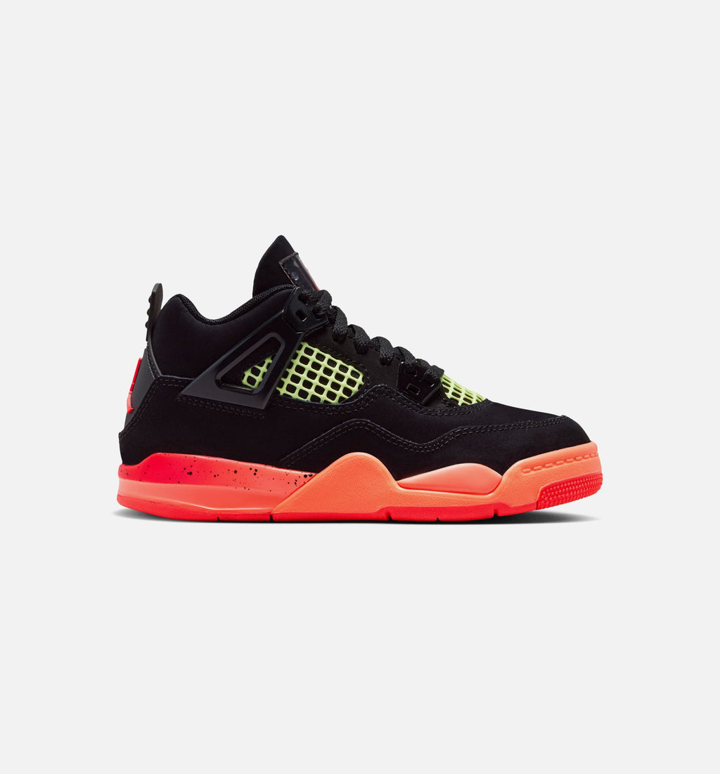 Air Jordan 4 Retro Black Infrared 23 Preschool Sneakers - Black / Infrared 23 / Bright Mango