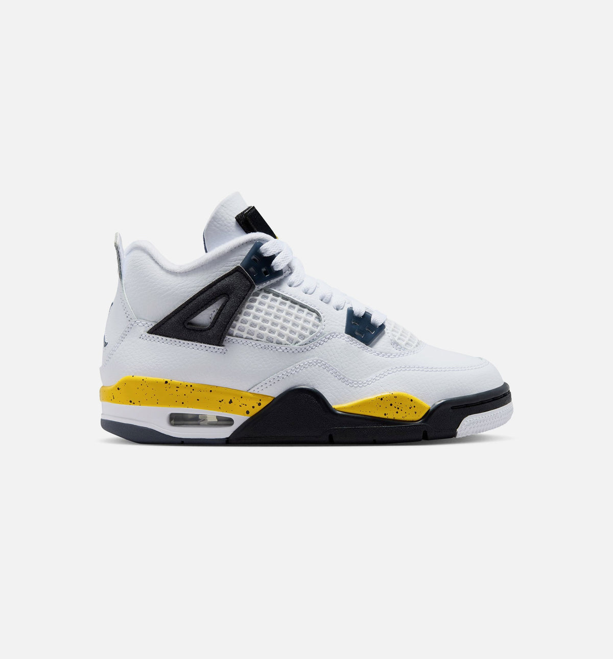 Air Jordan 4 Retro Rare Air Tour Yellow Grade School Sneakers - White / Dark Blue Grey / Black / Tour Yellow