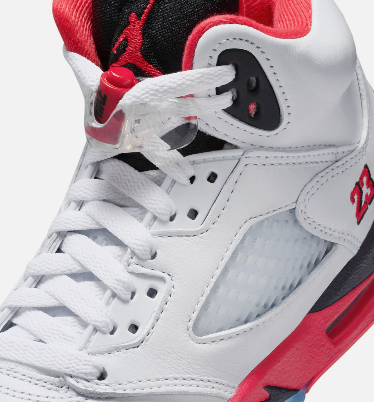 Air Jordan 5 Retro Fire Red Grade School Sneakers - White / Fire Red / Black