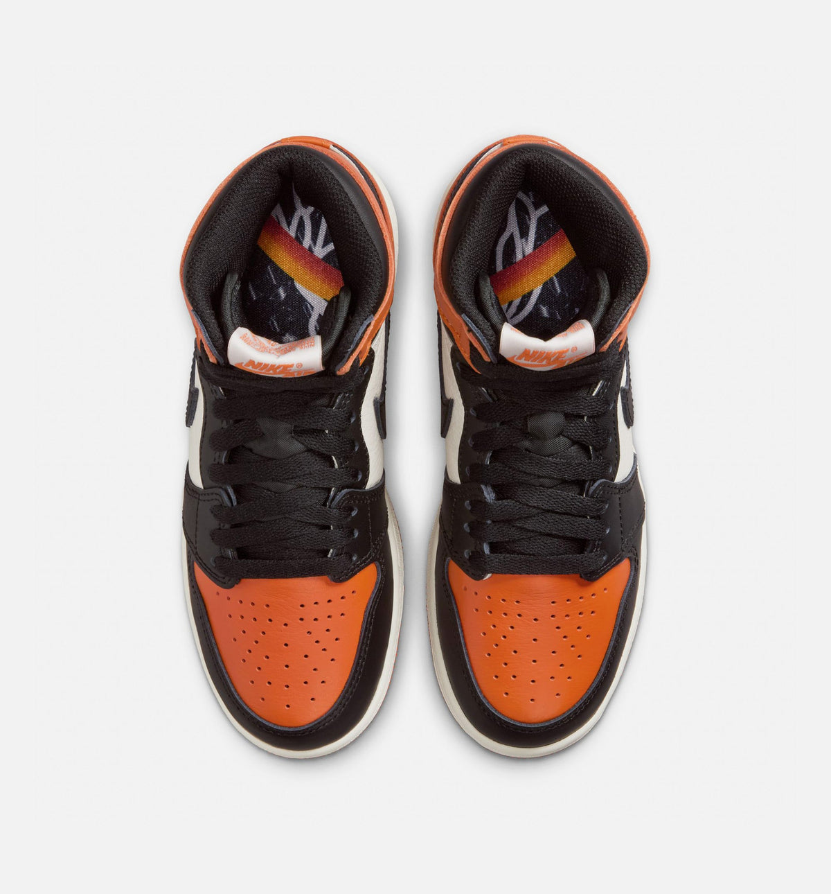 Air Jordan 1 Retro High OG Shattered Backboard Grade School Sneakers - Black / Black / Sail / Starfish