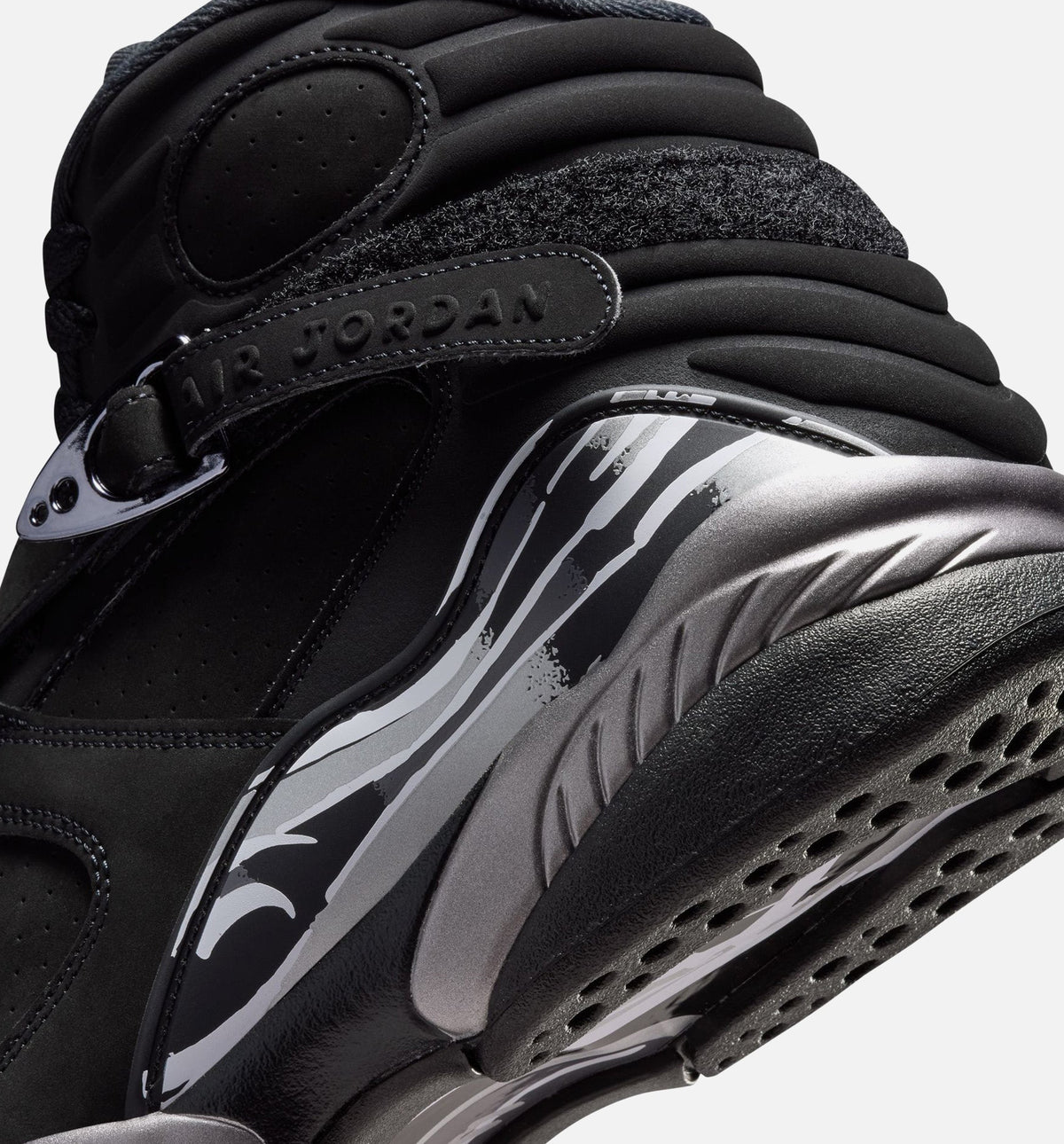 Air Jordan 8 Retro Chrome Men's Sneakers - Black / White / Light Graphite