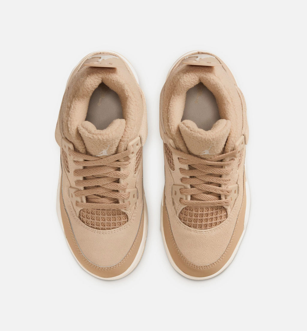 Air Jordan 4 Retro Cozy Girl Preschool Sneakers - Hemp / Light Orewood Brown