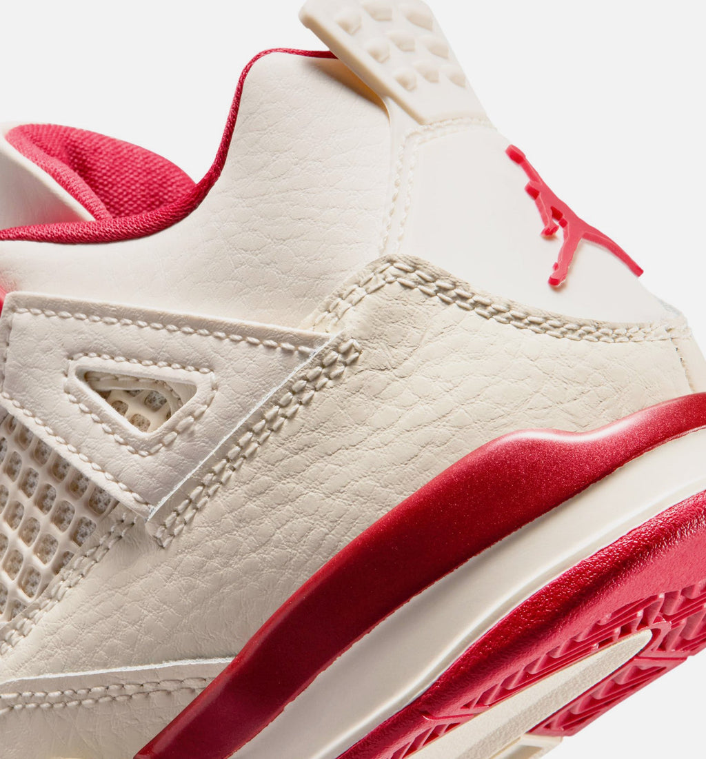 Air Jordan 4 Retro Valentine's Day Preschool Sneakers - Pale Ivory / Sierra Red / Tough Red
