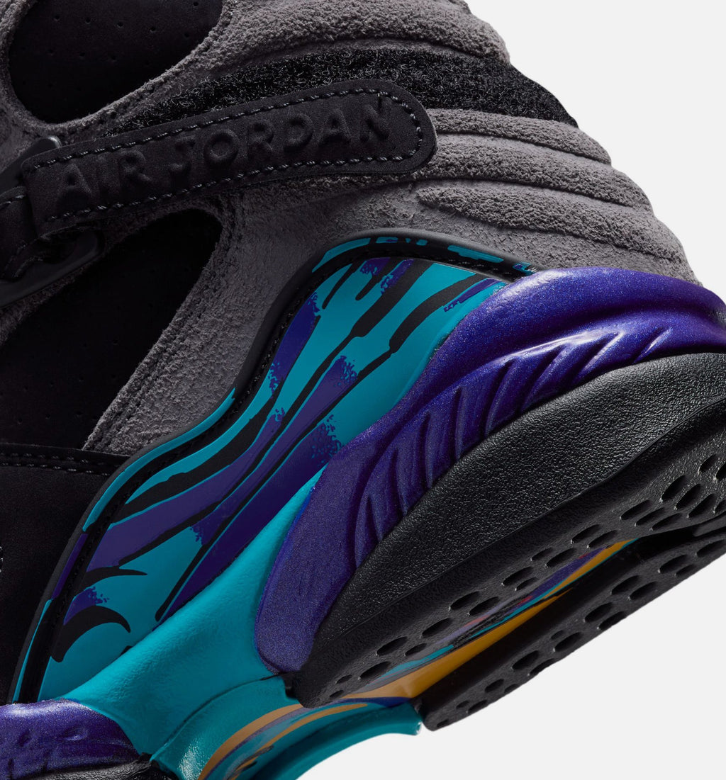 Air Jordan 8 Retro Aqua Grade School Sneakers - Black / Bright Concord / Multi-Color