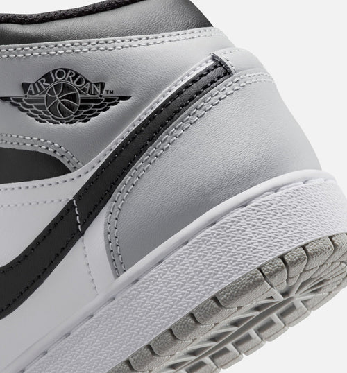 Air Jordan 1 Mid Grade School Sneakers - White / Light Smoke Grey / Black