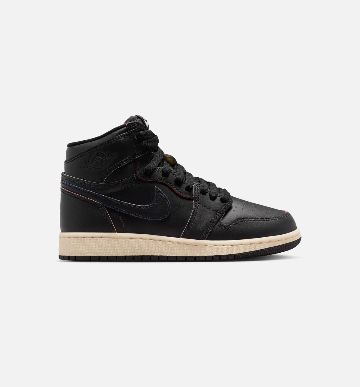 Air Jordan 1 Retro High OG Grade School Sneakers - Black / Black / Muslin