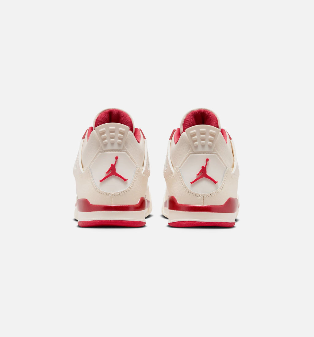 Air Jordan 4 Retro Valentine's Day Preschool Sneakers - Pale Ivory / Sierra Red / Tough Red