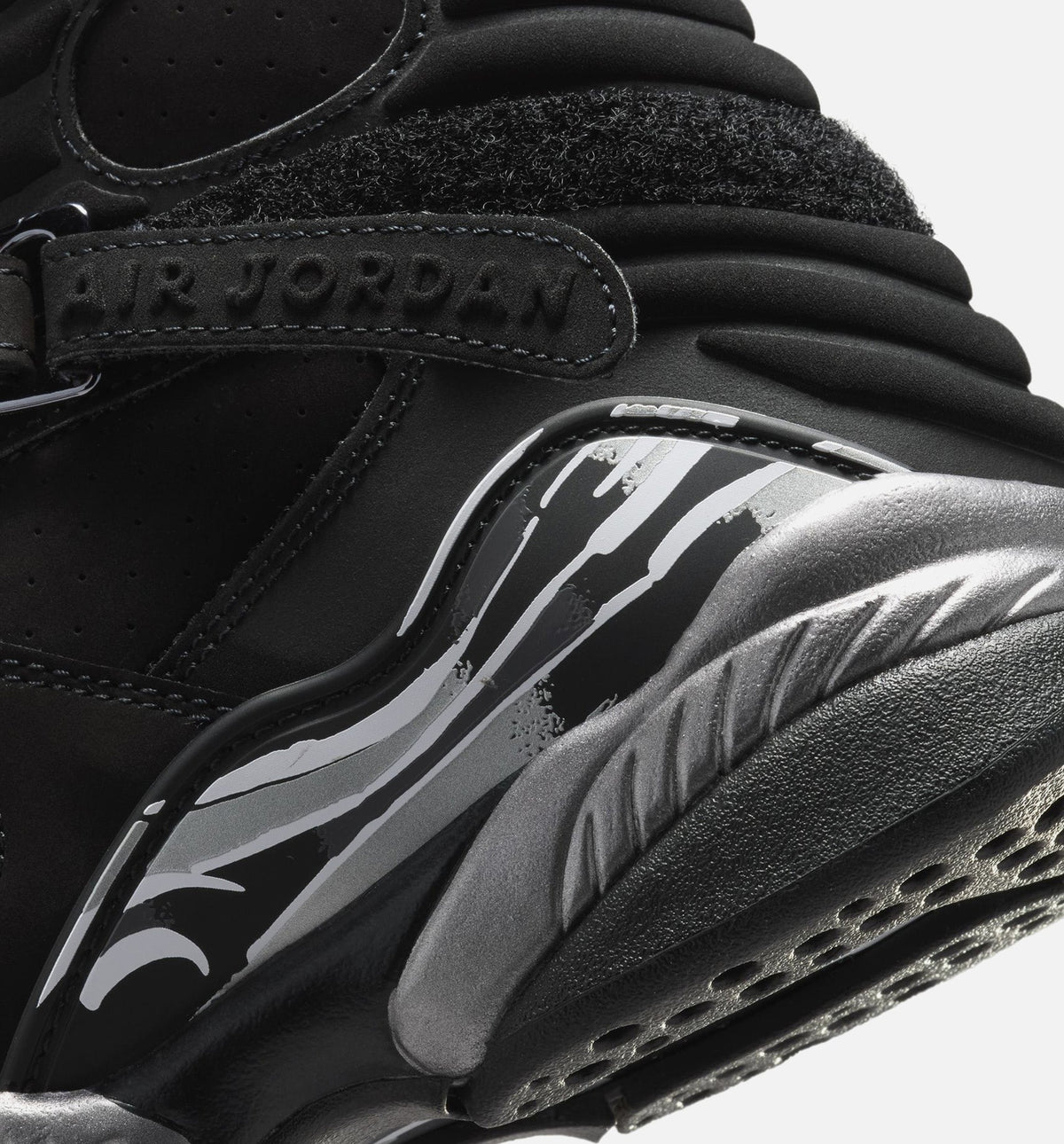 Air Jordan 8 Retro Chrome Grade School Sneakers - Black / White / Light Graphite