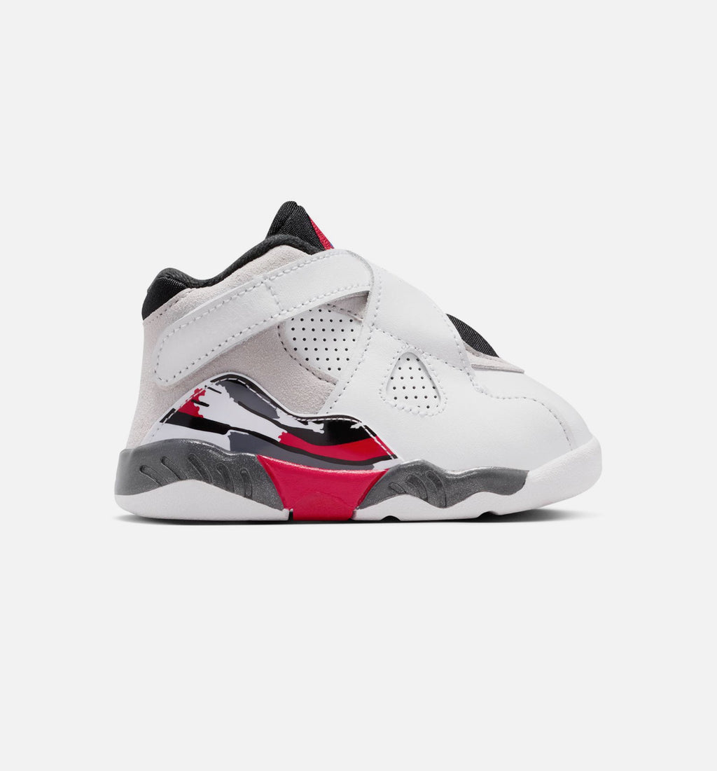 Air Jordan 8 Retro White and True Red Infant & Toddler Sneakers - White / Black / True Red