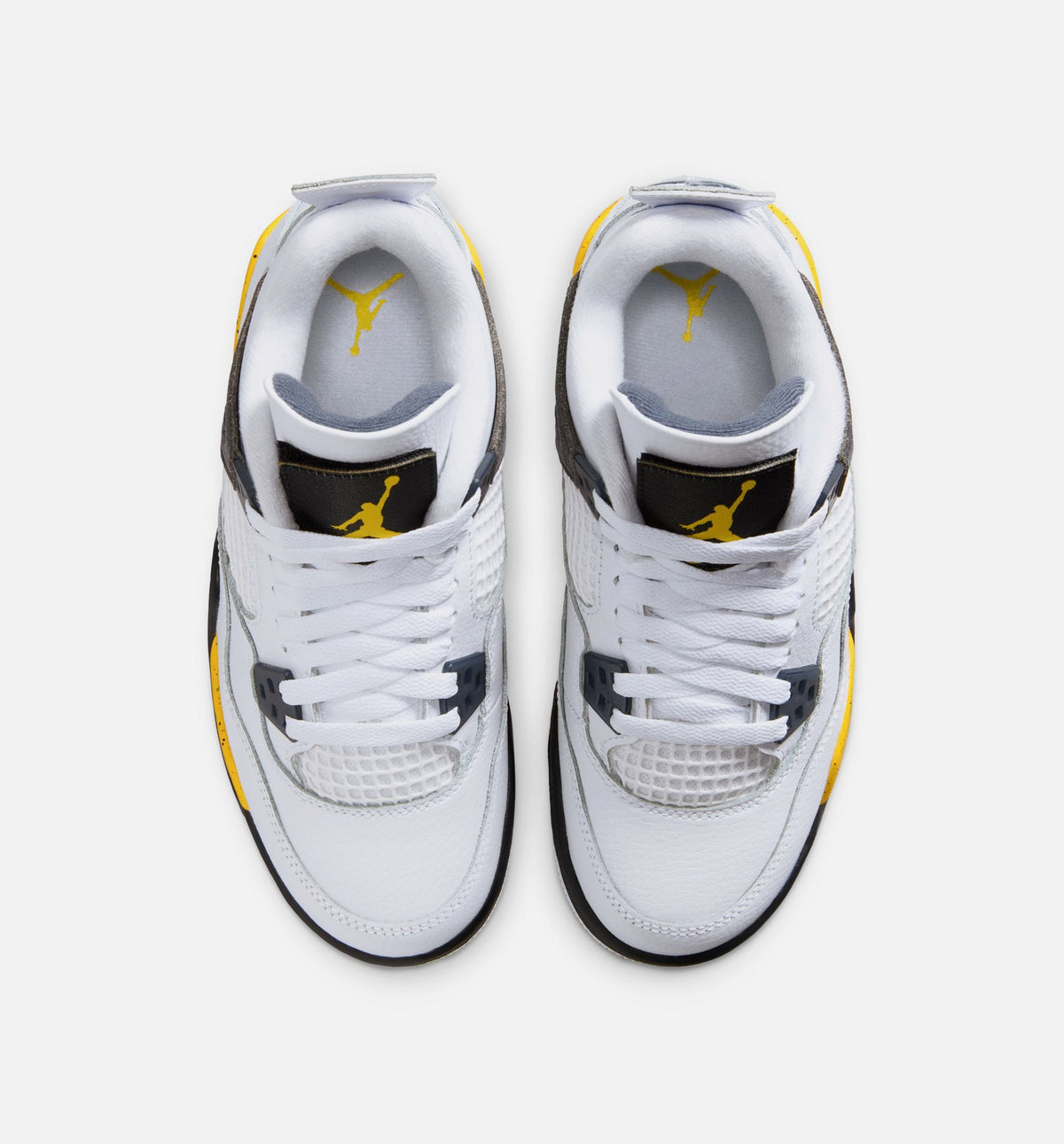 Air Jordan 4 Retro Rare Air Tour Yellow Grade School Sneakers - White / Dark Blue Grey / Black / Tour Yellow