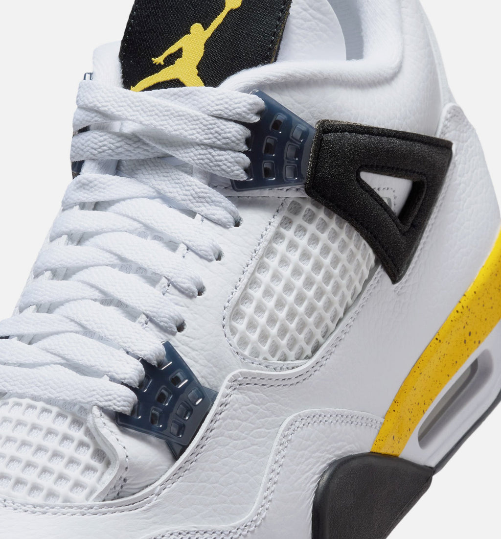 Air Jordan 4 Retro Rare Air Tour Yellow Men's Sneakers - White / Dark Blue Grey / Black / Tour Yellow