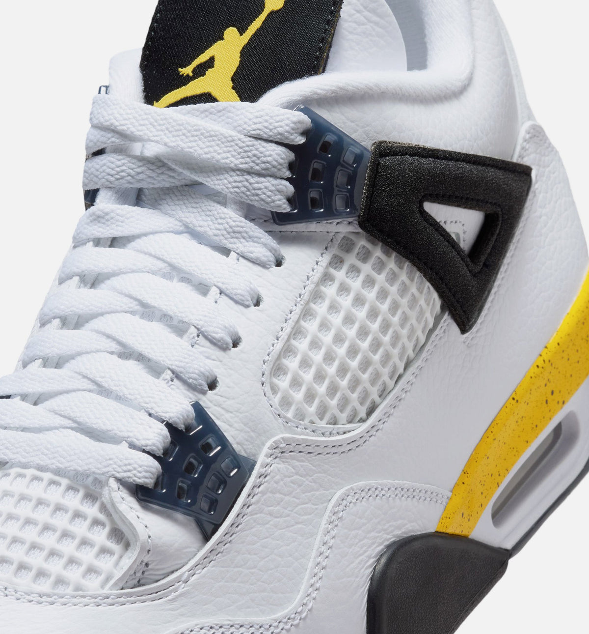Air Jordan 4 Retro Rare Air Tour Yellow Men's Sneakers - White / Dark Blue Grey / Black / Tour Yellow