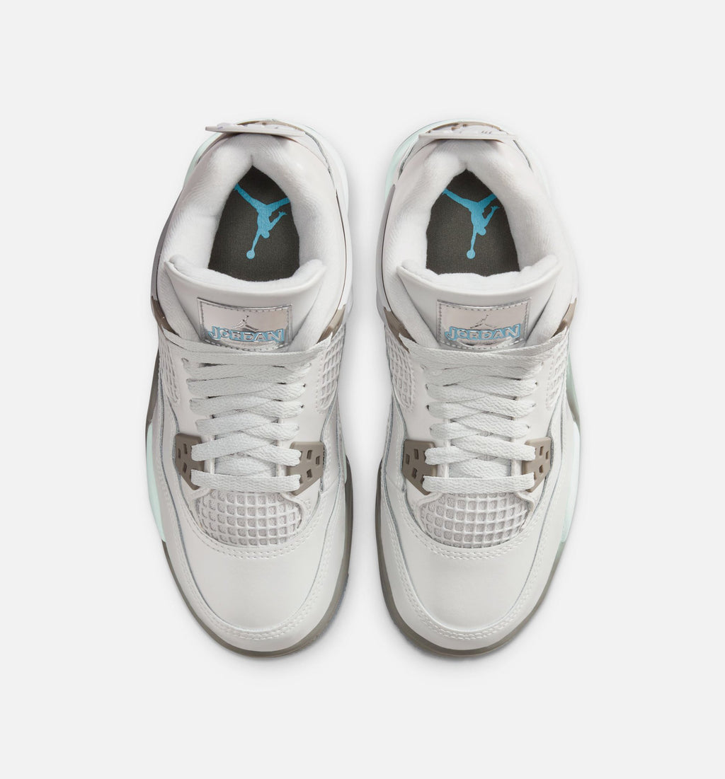 Air Jordan 4 Retro Blue Chill Grade School Sneakers - Photon Dust / Blue Chill / Flat Pewter / White / Blue Tint
