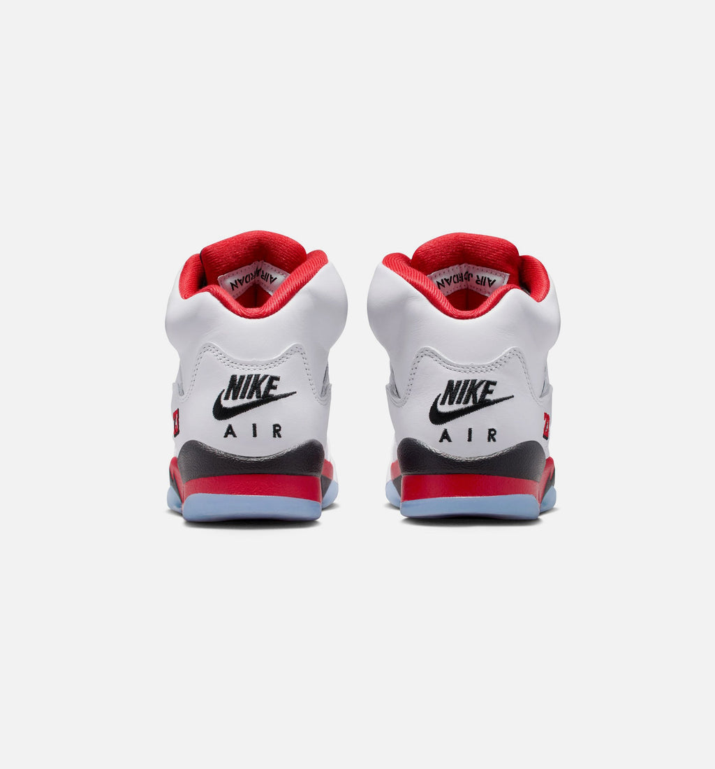 Air Jordan 5 Retro Fire Red Grade School Sneakers - White / Fire Red / Black