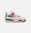 Air Jordan 4 Retro Comic Grade School Sneakers - Off White / Fire Pink / Anthracite