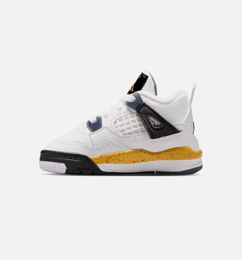 Air Jordan 4 Retro Rare Air Tour Yellow Infant & Toddler Sneakers - White / Dark Blue Grey / Black / Tour Yellow