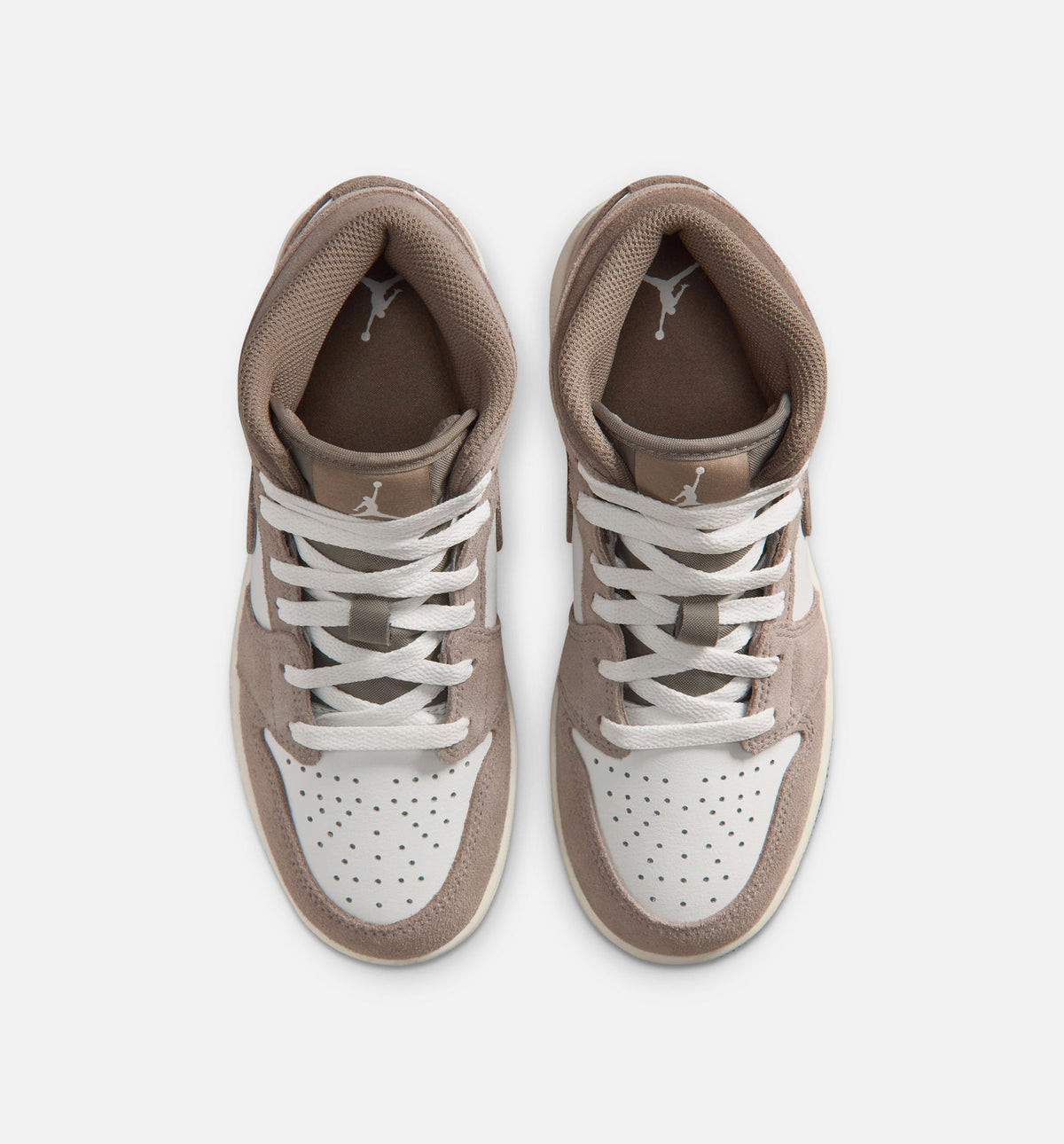 Air Jordan 1 Mid Grade School Sneakers - Enigma Stone / Olive Grey / Summit White