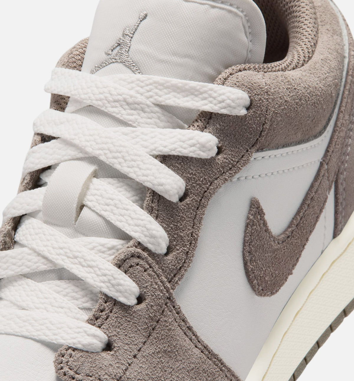 Air Jordan 1 Low Grade School Sneakers - Olive Grey / Enigma Stone / White