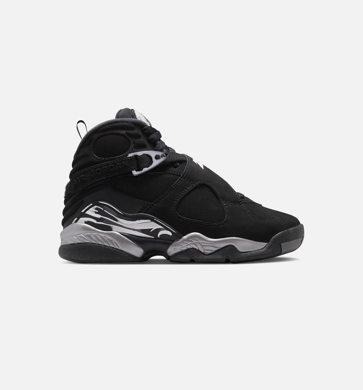 Air Jordan 8 Retro Chrome Grade School Sneakers - Black / White / Light Graphite