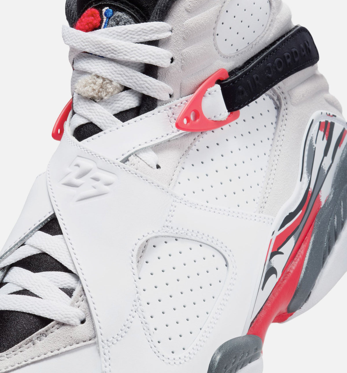 Air Jordan 8 Retro White and True Red Men's Sneakers - White / Black / True Red