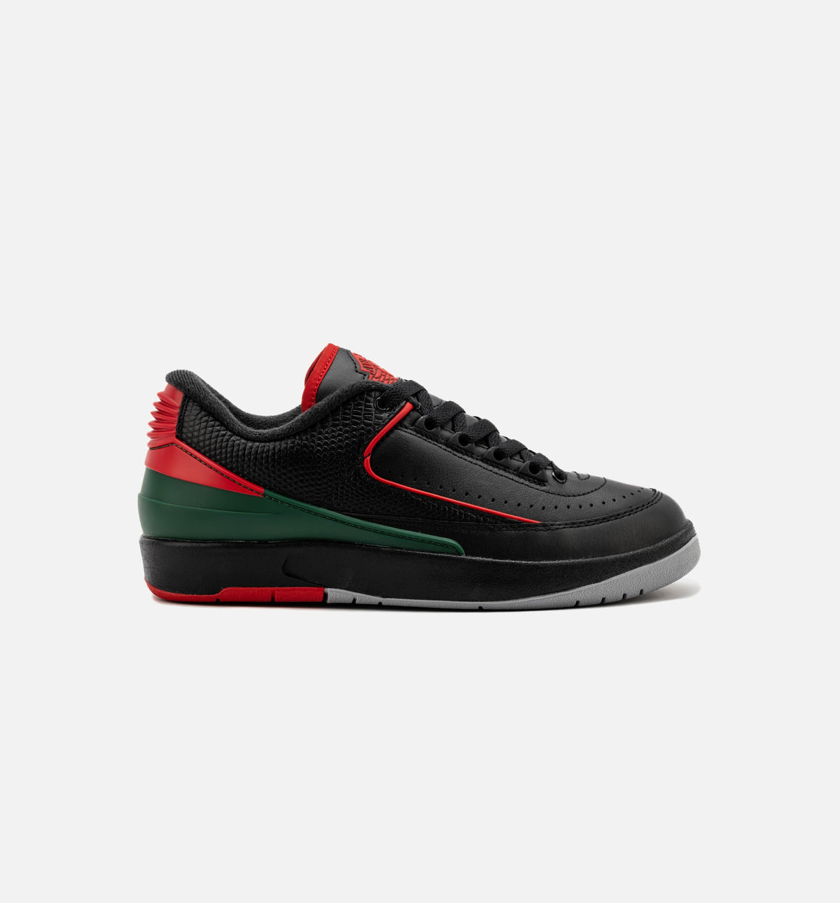 Air Jordan 2 Retro Low Christmas Grade School Sneakers - Black / Fire Red / Cement Grey