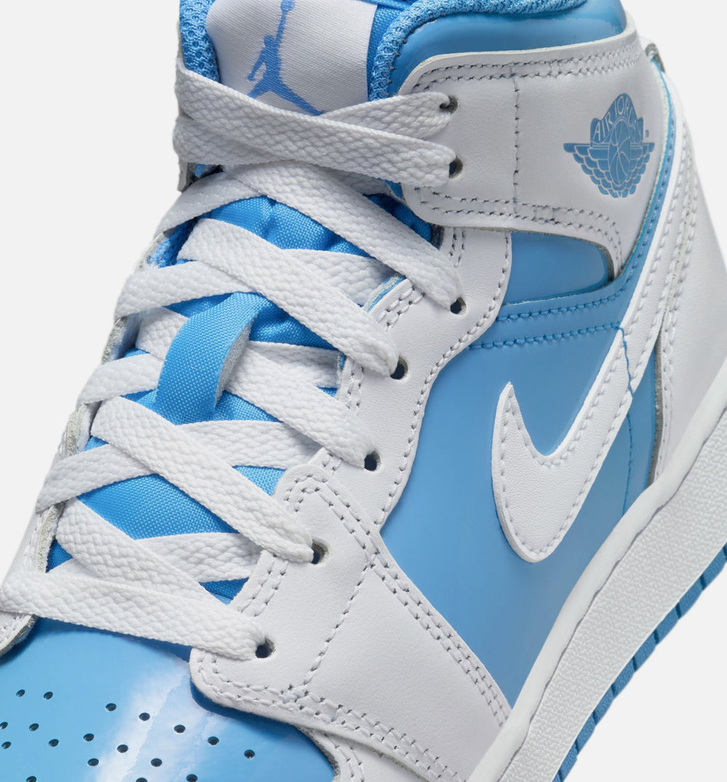 Air Jordan 1 Mid Grade School Sneakers - White / Legend Blue