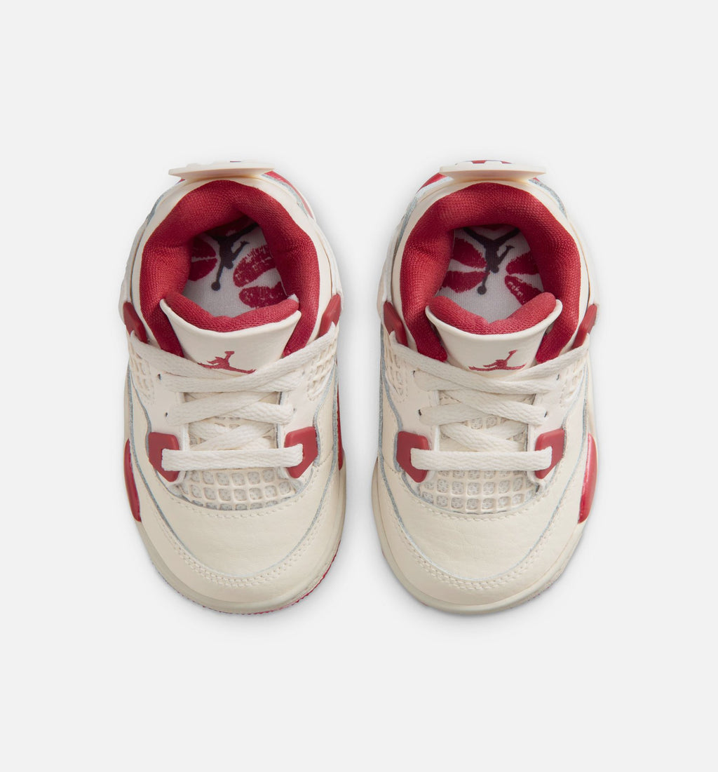 Air Jordan 4 Retro Valentine's Day Infant & Toddler Sneakers - Pale Ivory / Sierra Red / Tough Red