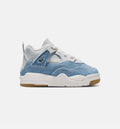 Air Jordan 4 Retro Worn Blue Infant & Toddler Sneakers - Sail / Worn Blue / Metallic Gold