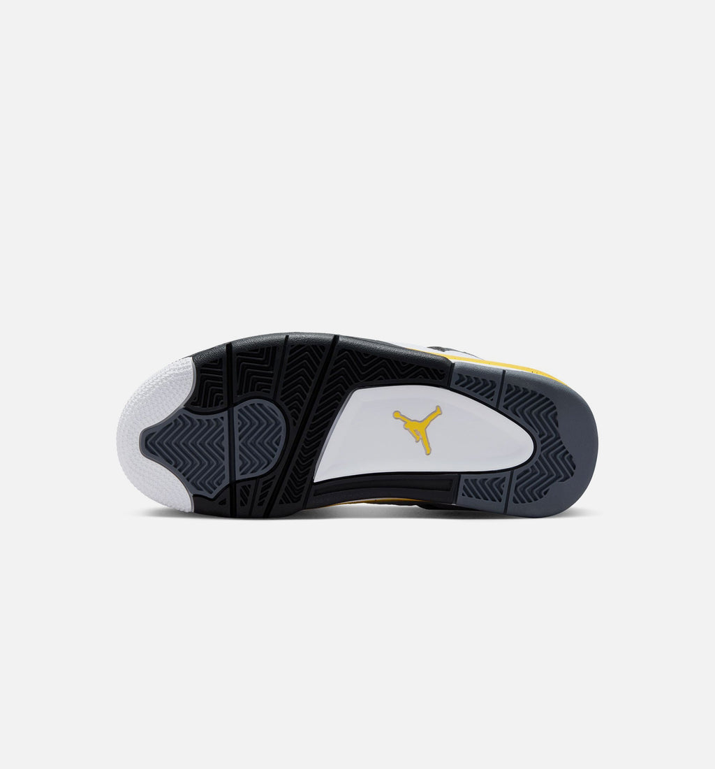 Air Jordan 4 Retro Rare Air Tour Yellow Grade School Sneakers - White / Dark Blue Grey / Black / Tour Yellow