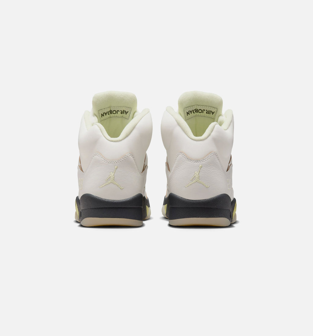 Air Jordan 5 Retro Luminous Green and Sail Women's Sneakers - Sail / Luminous Green / Anthracite